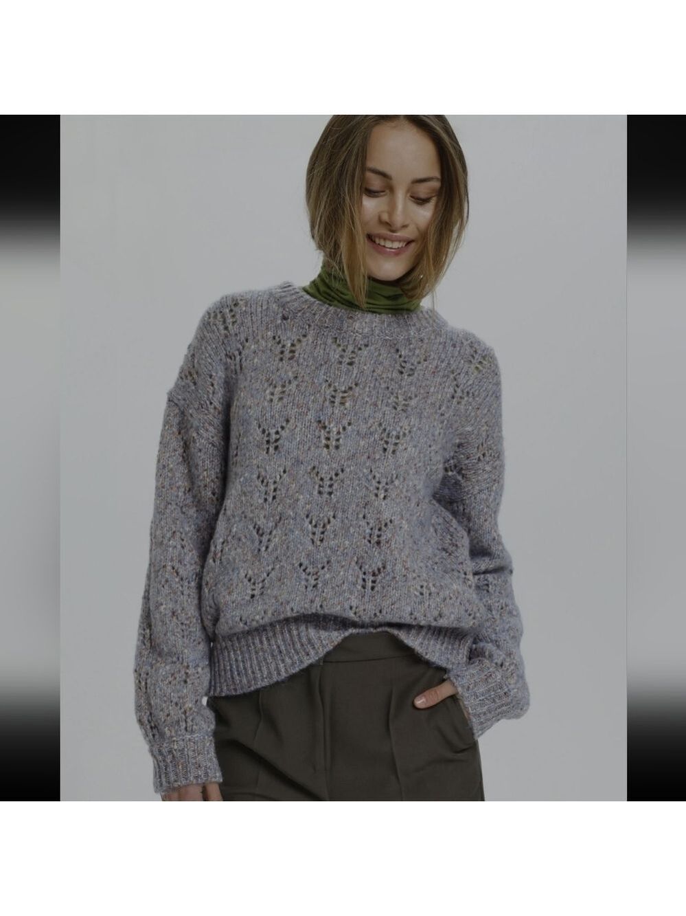 SOAKED IN LUXORY WOMEN'S NEW CHUNKY CREW NECK WOOL BLEND MEDIUM SWEATER